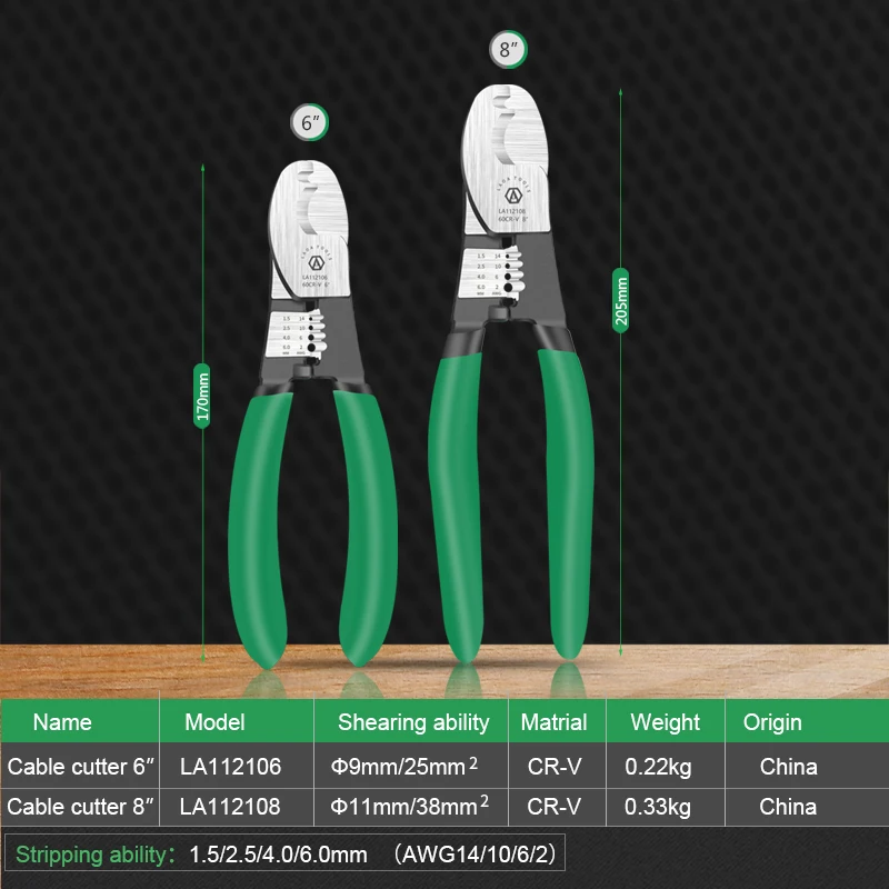 LAOA CR-V Cable Tape Cutting And Stripping Pliers Multifunctional Anti-Skid Electrical Wire Cutting Pliers Tool
LAOA CR-V Cable Tape Cutting And Stripping Pliers Multifunctional Anti-Skid Electrical Wire Cutting Pliers Tool