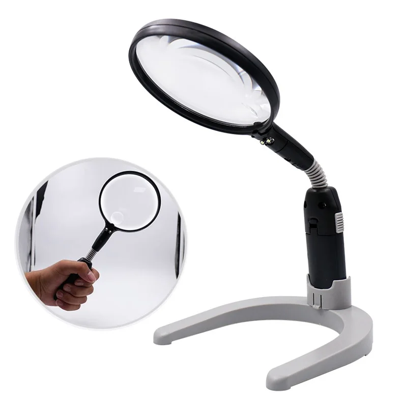 2X 4X Desktop Magnifying Glass LED Illuminated Desk lamp magnifier with stand Also can be used as a hand loupe
2X 4X Desktop Magnifying Glass LED Illuminated Desk lamp magnifier with stand Also can be used as a hand loupe