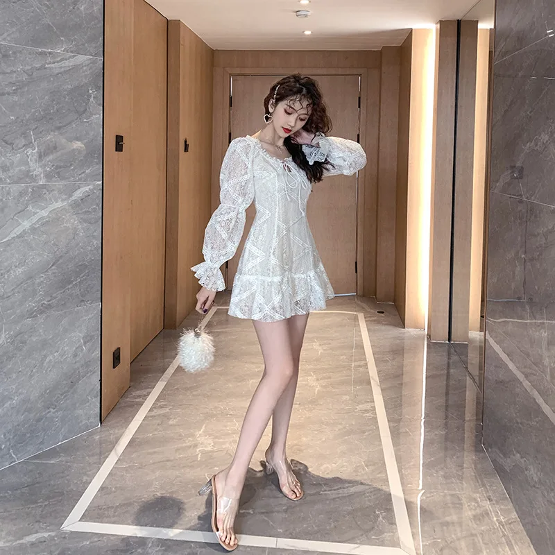 SWYIVY Ladies Sexy Dress Lace Hollow Party Long Sleeve O-Neck Lace Dress Women Retro Elegant Boho Women Short Mini Dresses
SWYIVY Ladies Sexy Dress Lace Hollow Party Long Sleeve O-Neck Lace Dress Women Retro Elegant Boho Women Short Mini Dresses