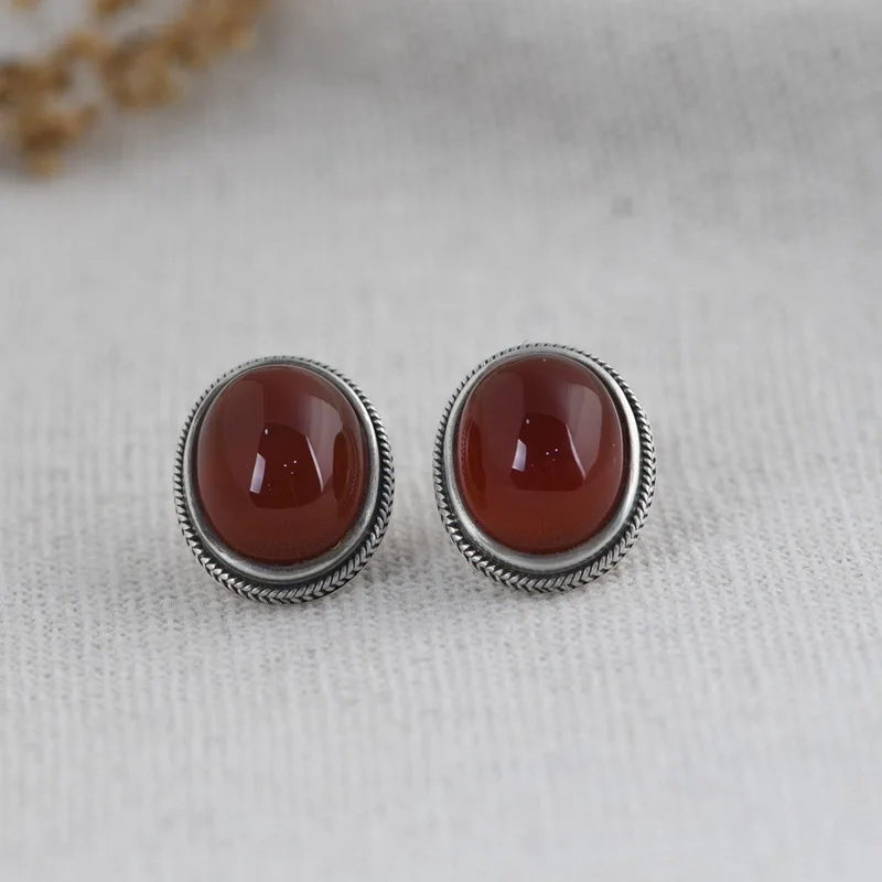 FNJ Natural Red Agate Stud Earrings 925 Silver Original Pure S925 Sterling Silver Earring Women Jewelry
FNJ Natural Red Agate Stud Earrings 925 Silver Original Pure S925 Sterling Silver Earring Women Jewelry