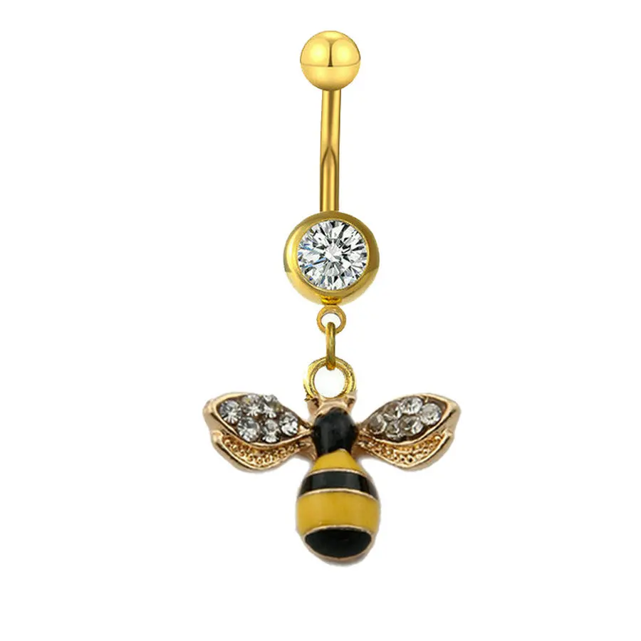 

Кольцо с кристаллами в виде летающей пчелы для пупка, 20 шт./лот, романтическое животное, пирсинг Ferido, Пляжное Ювелирное Украшение для женщин, подарок