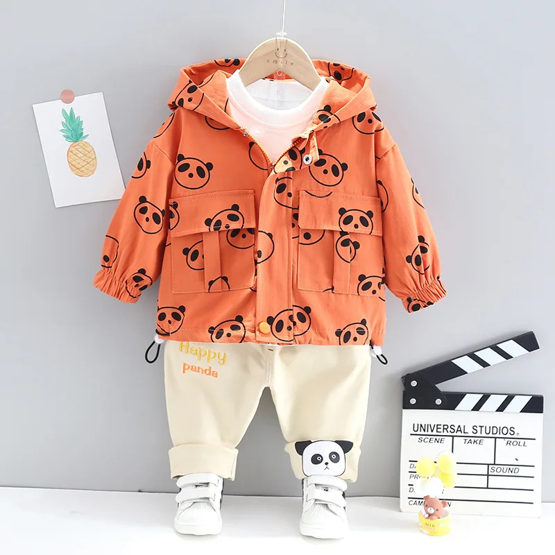 New Spring Autumn Baby Girl Fashion Sets Kids Boy Hooded Cartoon Jacket+ Shirt +panda Pants 3pcs Children's Korean Clothing Suit 
New Spring Autumn Baby Girl Fashion Sets Kids Boy Hooded Cartoon Jacket+ Shirt +panda Pants 3pcs Children's Korean Clothing Suit