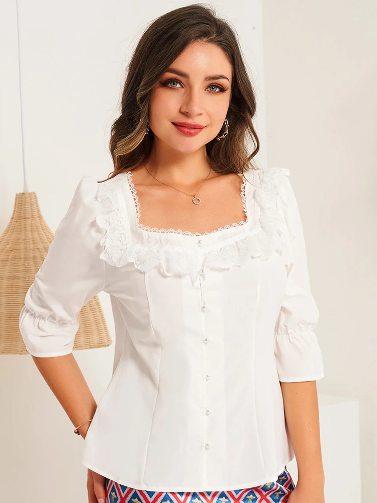 2022 New White Women's Top Literary Retro Simple Wooden Ears Single-breasted Wild Retro Square Collar Shirt
2022 New White Women's Top Literary Retro Simple Wooden Ears Single-breasted Wild Retro Square Collar Shirt