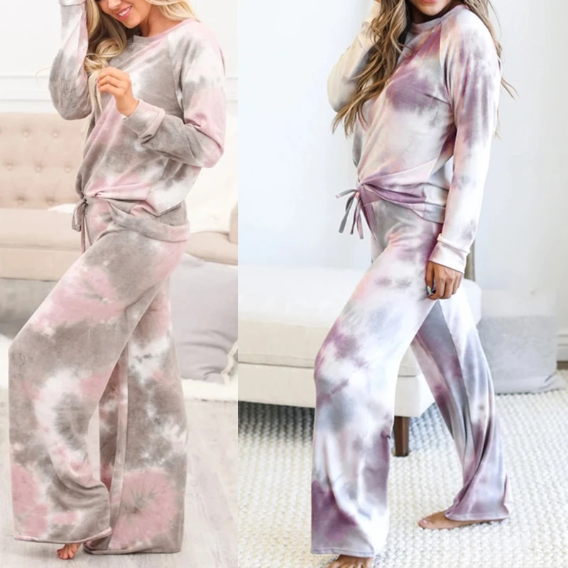 Womens Tie-Dye Printed 2 Piece Pajamas Set Long Sleeve Crew Neck Tops and Wide Leg Drawstring Pants Sleepwear Loose Tracksuit Lo
Womens Tie-Dye Printed 2 Piece Pajamas Set Long Sleeve Crew Neck Tops and Wide Leg Drawstring Pants Sleepwear Loose Tracksuit Lo