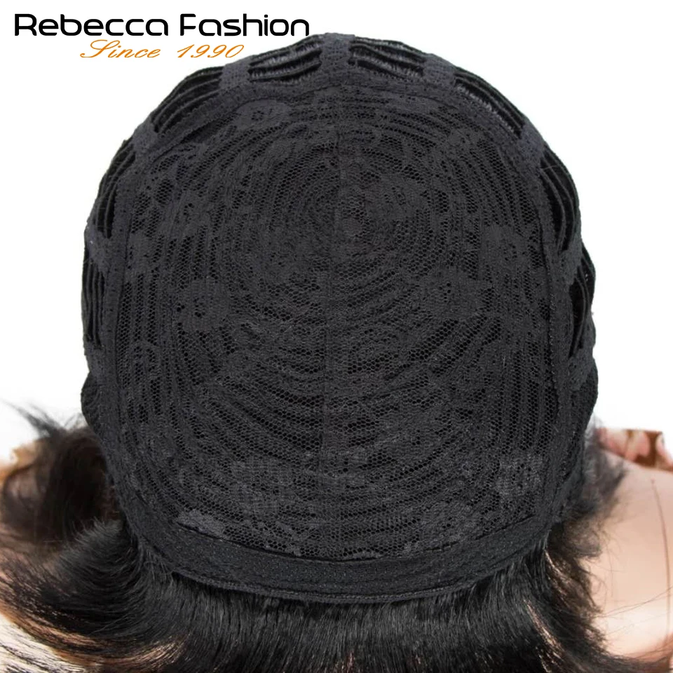 

Rebecca Straight Human Hair Wigs with Bangs Fringe Wig Human Hair Glueless Full Machine Wig Highlight Brown Blonde Burgundy Wig
