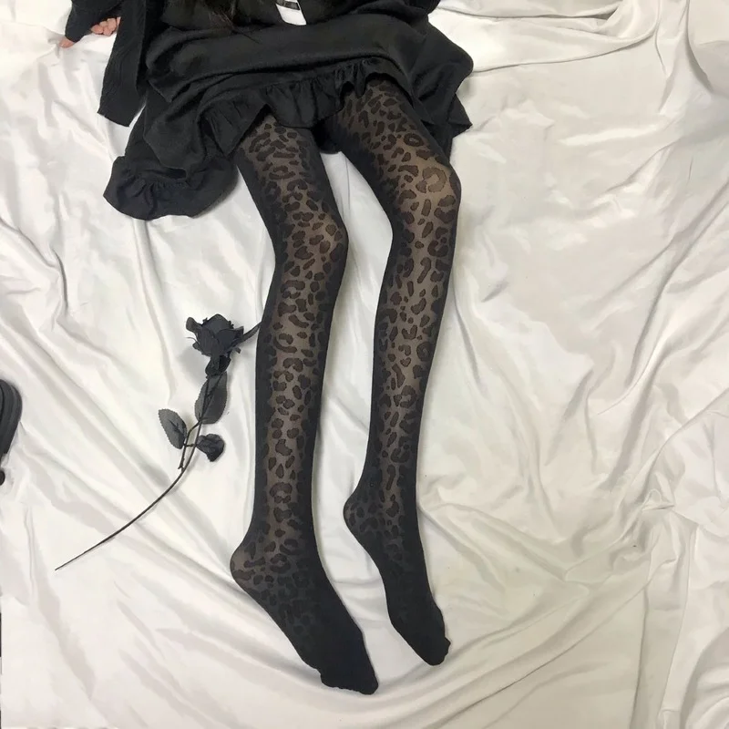 Черные сексуальные леопардовые дизайнерские чулки Женская Летняя мода женские