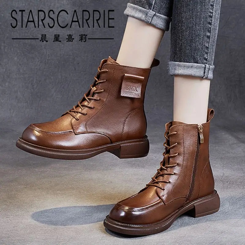 Leather Retro Riding Boots 2021 New ANN Round Toe Lace-up Side Zipper Leather Short Boots Soft Bottom British Style
Leather Retro Riding Boots 2021 New ANN Round Toe Lace-up Side Zipper Leather Short Boots Soft Bottom British Style