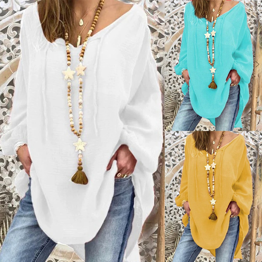 blouse women Plus Size Women Solid Color Long Puff Sleeve V Neck Straps Loose Blouse blusas de mujer blusas mujer de moda 2020
blouse women Plus Size Women Solid Color Long Puff Sleeve V Neck Straps Loose Blouse blusas de mujer blusas mujer de moda 2020