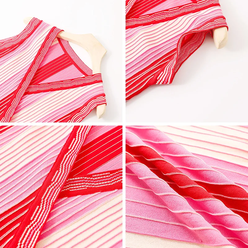 Luxury Summer Sleeveless Sweater V-neck Dress Women Sexy Colorful Stripe Knitting Cotton Ladies Sweater Vest Dress Streetwear
Luxury Summer Sleeveless Sweater V-neck Dress Women Sexy Colorful Stripe Knitting Cotton Ladies Sweater Vest Dress Streetwear