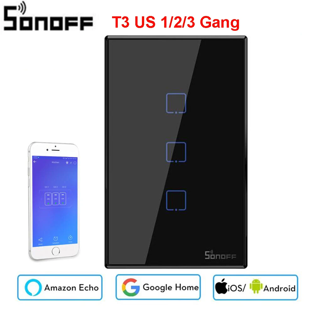 Интеллектуальный выключатель света SONOFF T3 Smart Wi Fi настенный свет переключатель