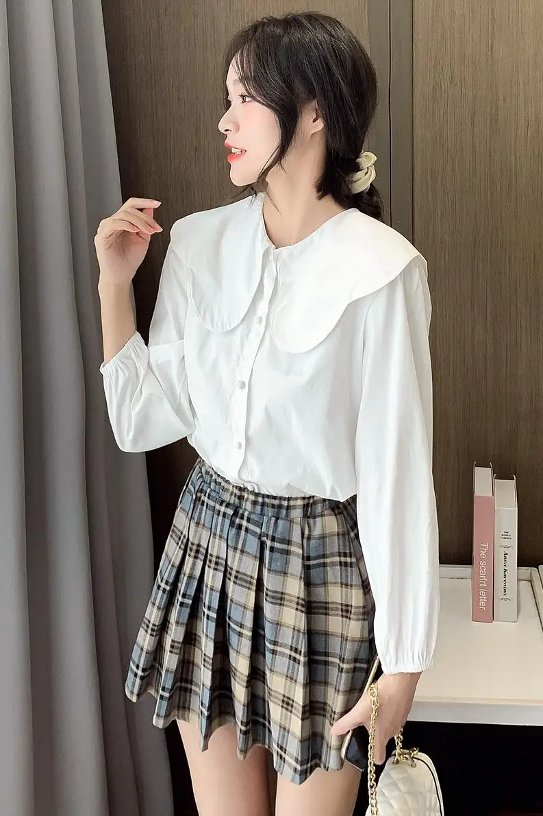 COIGARSAM Preppy Style Full Sleeve Shirt Womens tops Cute Solid Loose Turn-down Collar Women shirts White 9576
COIGARSAM Preppy Style Full Sleeve Shirt Womens tops Cute Solid Loose Turn-down Collar Women shirts White 9576