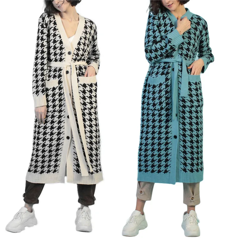 Fashion V Neck Women Button Houndstooth Cardigan 2021 Long Sleeve Sweater Autumn Winter Knitted Loose Oversized Jumper Casual
Fashion V Neck Women Button Houndstooth Cardigan 2021 Long Sleeve Sweater Autumn Winter Knitted Loose Oversized Jumper Casual