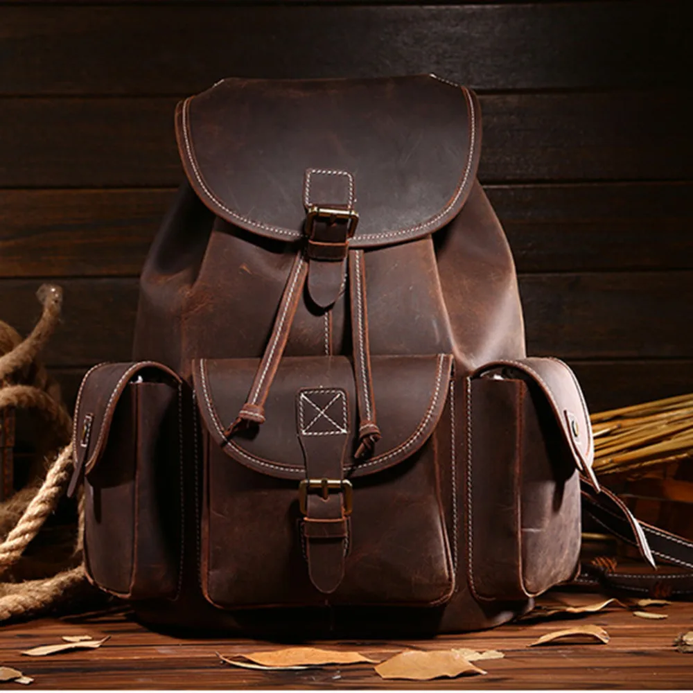 Genuine Leather Rucksack Daypack Computer Bag School Book Bags Male Retro Top Quality Crazy Horse Cowhide Knapsack Men Backpack
Genuine Leather Rucksack Daypack Computer Bag School Book Bags Male Retro Top Quality Crazy Horse Cowhide Knapsack Men Backpack
