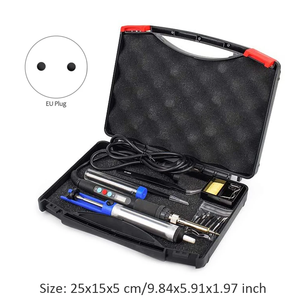 Soldering Iron Kit Temperature Adjustable Ceramic Heater LCD 60W With Tips Stand Solder Tube For Electronic DIY
Soldering Iron Kit Temperature Adjustable Ceramic Heater LCD 60W With Tips Stand Solder Tube For Electronic DIY