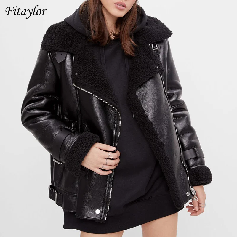 Fitaylor Autumn Winter Women Faux Lamb Leather Short Jacket Moto Biker Thick Warm Fur Coat Sheepskin Female High Street Outwear
Fitaylor Autumn Winter Women Faux Lamb Leather Short Jacket Moto Biker Thick Warm Fur Coat Sheepskin Female High Street Outwear
