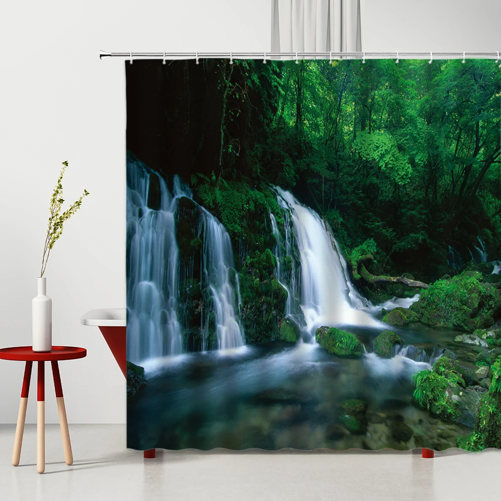 Beautiful Scenery Of Forest Waterfall Bathroom Shower Curtain With Hook Bathtub Decoration Waterproof Mildew Polyester Fabric
Beautiful Scenery Of Forest Waterfall Bathroom Shower Curtain With Hook Bathtub Decoration Waterproof Mildew Polyester Fabric