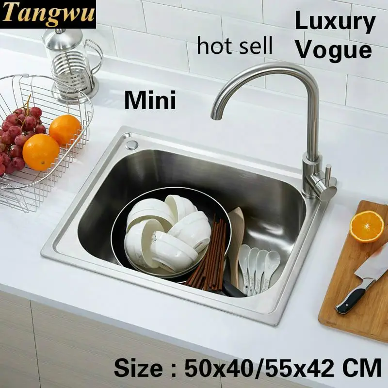 

Free shipping Standard individuality kitchen single trough sink mini food grade 304 stainless steel hot sell 50x40/55x42 CM