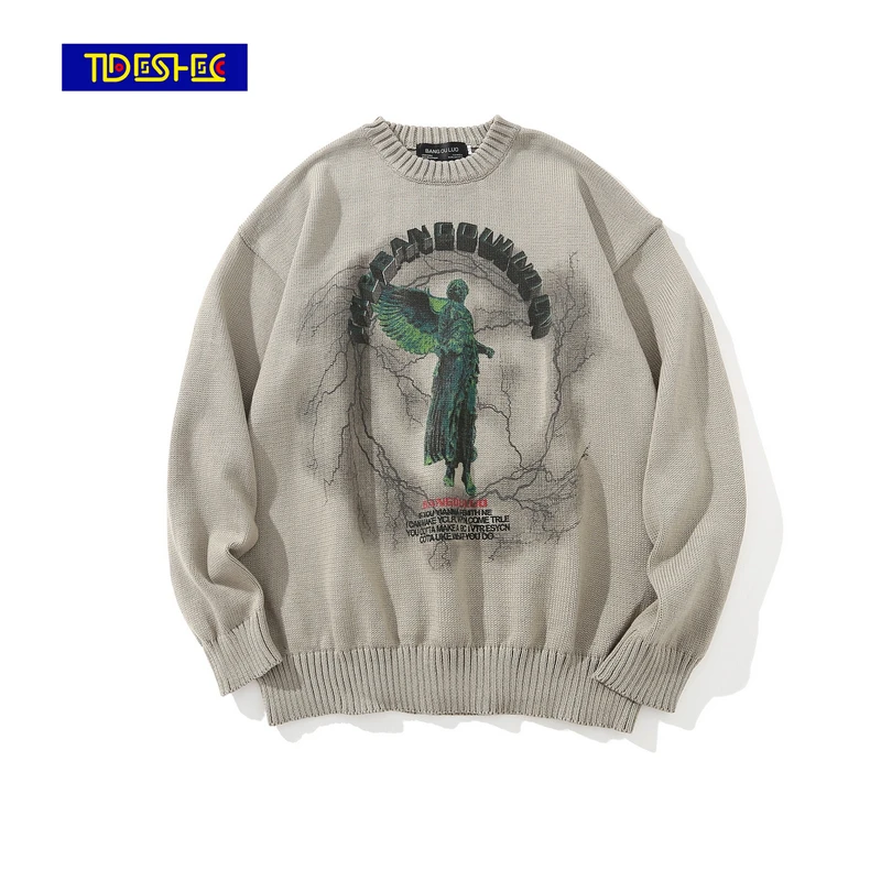 TIDESHEC Harajuku Dark Angel Print Sweater Streetwear Hip Hop Pullover O-neck Sweater High Quality 2021 Punk Knit Sweater
TIDESHEC Harajuku Dark Angel Print Sweater Streetwear Hip Hop Pullover O-neck Sweater High Quality 2021 Punk Knit Sweater