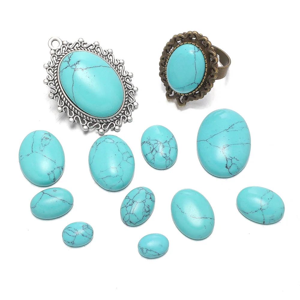 10Pcs 6x8/12x16/15x20/15x30mm Natural Stone Turquoises Oval Shape Cabochon Beads for Handmade Rings Pendant Jewelry Accessories
10Pcs 6x8/12x16/15x20/15x30mm Natural Stone Turquoises Oval Shape Cabochon Beads for Handmade Rings Pendant Jewelry Accessories