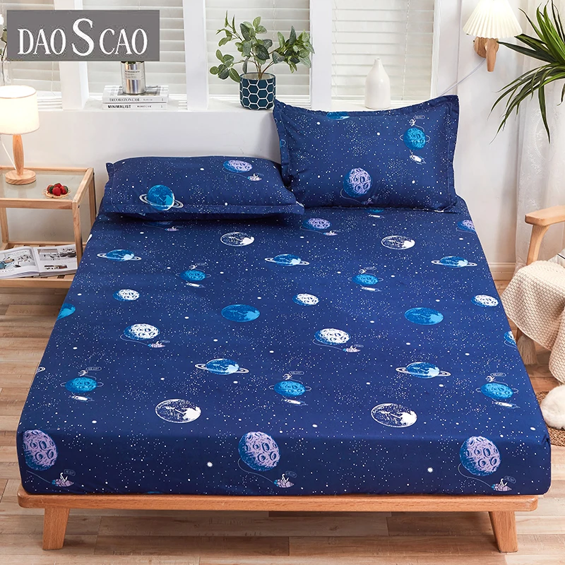 

1pcs 100% polyester printing bed mattress set with four corners and elastic band sheets hot sale (pillowcases need order)
