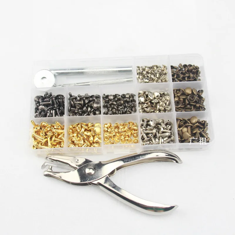 240 sets of copper-skin double-sided rivets installation set leather accessories with punching pliers button fastening tools
240 sets of copper-skin double-sided rivets installation set leather accessories with punching pliers button fastening tools