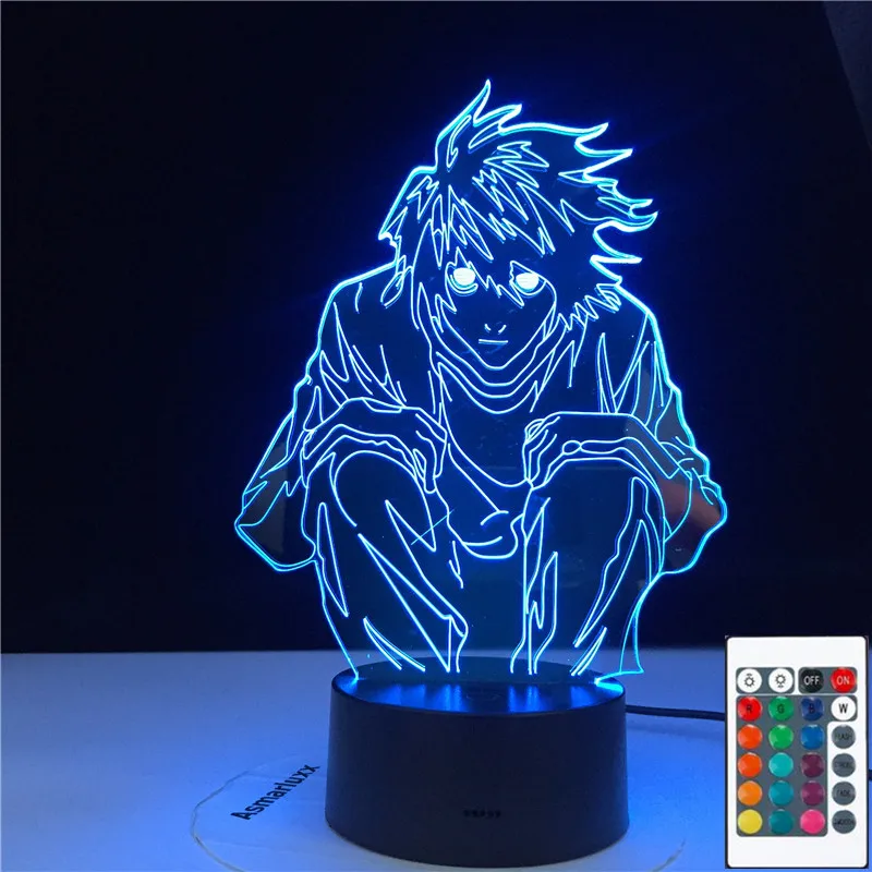 

3D-4799 Manga Death Note L Lawliet Figure Led Night Light for Anime Room Decor Idea Cool Kids Child Bedroom Table Lamp Ryuk