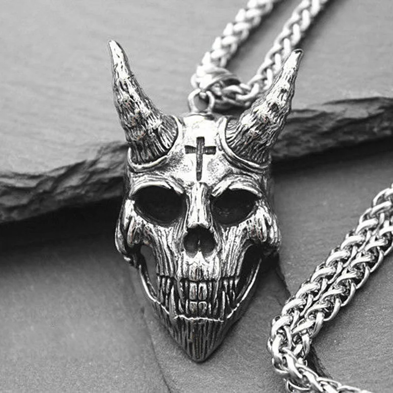 Retro Domineering Demon Satan Cross Skull Pendant Men's Necklace Personality Hipster Punk Sweater Chain Jewelry Accessories
Retro Domineering Demon Satan Cross Skull Pendant Men's Necklace Personality Hipster Punk Sweater Chain Jewelry Accessories