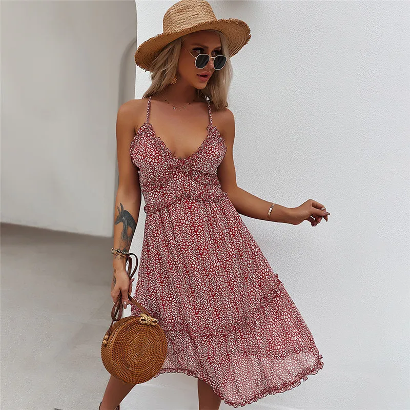 2021 Spring Summer New Spaghetti Strap Dress Women Casual Sleeveless High Waist Print Ruffles Sling Dress For Women Dress
2021 Spring Summer New Spaghetti Strap Dress Women Casual Sleeveless High Waist Print Ruffles Sling Dress For Women Dress