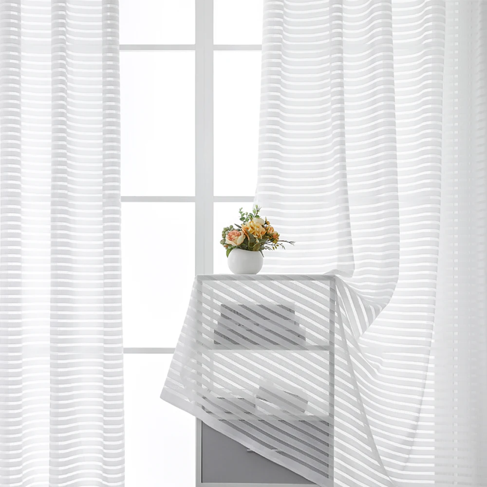 XTMYI Kitchen Linen Window Sheer Curtains for Living Room Bedroom Study White Weave Tulle Voile curtain Striped Drapes Blinds
XTMYI Kitchen Linen Window Sheer Curtains for Living Room Bedroom Study White Weave Tulle Voile curtain Striped Drapes Blinds