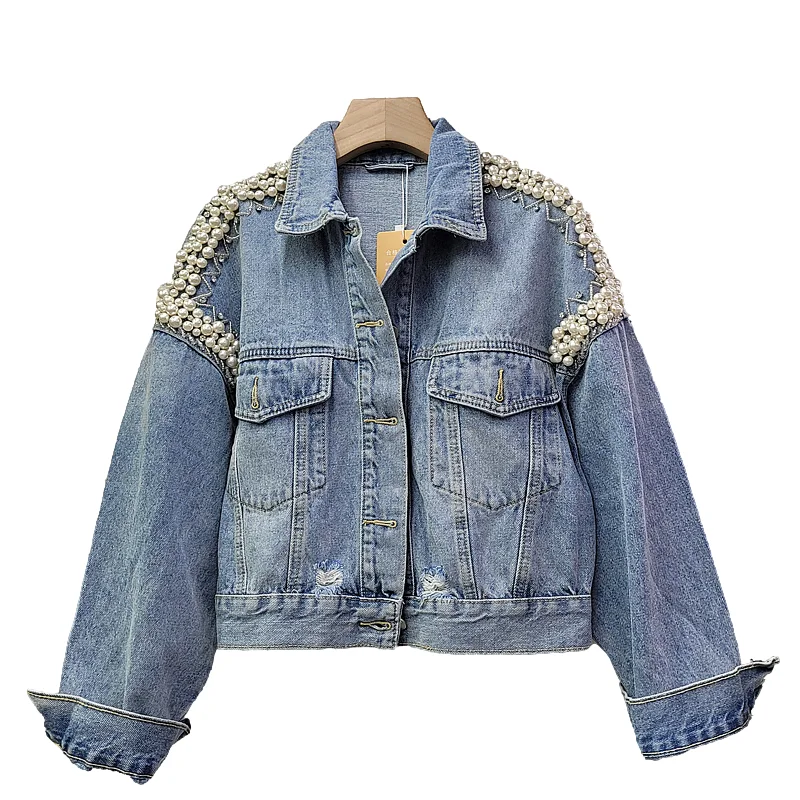 autumn Korean Fashion Beading Denim Jacket Women Loose Short Outerwear Chaquetas Mujer vintage Blue Frayed Jeans Jacket Female
autumn Korean Fashion Beading Denim Jacket Women Loose Short Outerwear Chaquetas Mujer vintage Blue Frayed Jeans Jacket Female
