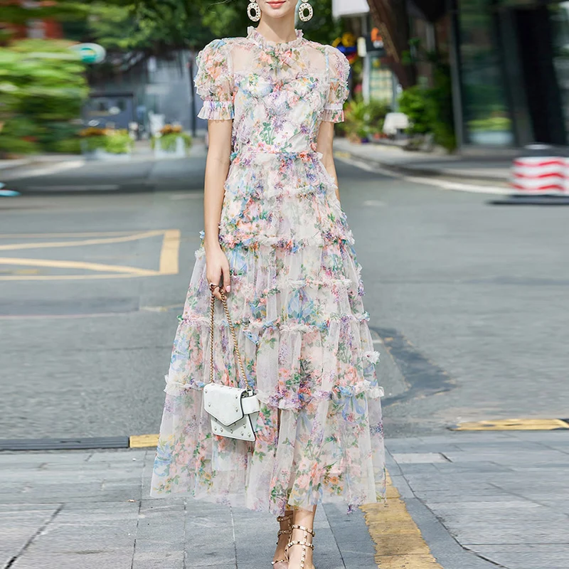 2021 Fashion Designer Summer Long Mesh Dress Women Short Sleeve 3D Appliques Ruffles Mesh Patchwork Elegant Ladies Party Dresses
2021 Fashion Designer Summer Long Mesh Dress Women Short Sleeve 3D Appliques Ruffles Mesh Patchwork Elegant Ladies Party Dresses