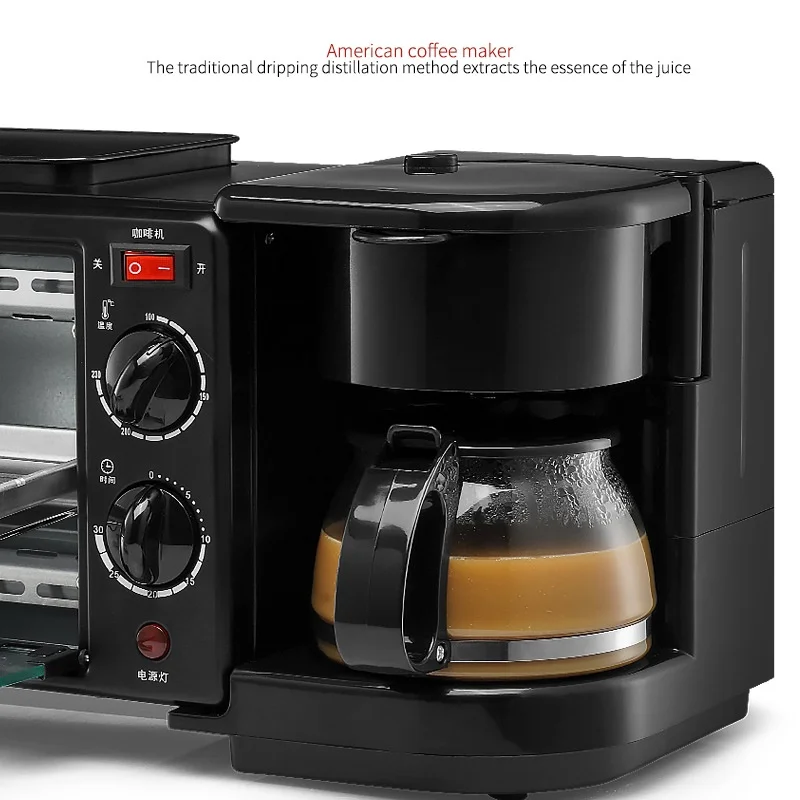 220V 3 In 1 Household Electric Oven 9L Bread Pizza Oven 600ML Coffee Machine Non-stick Frying Pan Automatic Breakfast Maker
220V 3 In 1 Household Electric Oven 9L Bread Pizza Oven 600ML Coffee Machine Non-stick Frying Pan Automatic Breakfast Maker