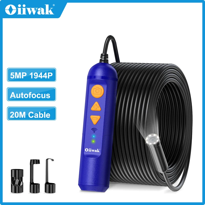 Oiiwak 20m WiFi Endoscope Camera 5MP Auto Focus Wireless Borescope 1944P 14mm Pipe Sewer Plumbing Snake Camera
Oiiwak 20m WiFi Endoscope Camera 5MP Auto Focus Wireless Borescope 1944P 14mm Pipe Sewer Plumbing Snake Camera