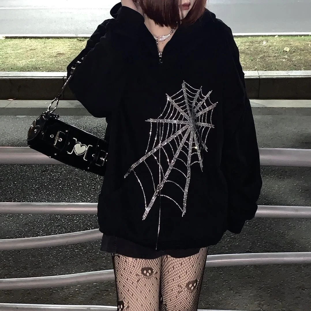 Harajuku Outwear Zipper Sweatshirts Emo Alt Clothing Gothic Punk Spider Web Hooded Women Fairy Grunge Dark Plus size hoodies
Harajuku Outwear Zipper Sweatshirts Emo Alt Clothing Gothic Punk Spider Web Hooded Women Fairy Grunge Dark Plus size hoodies