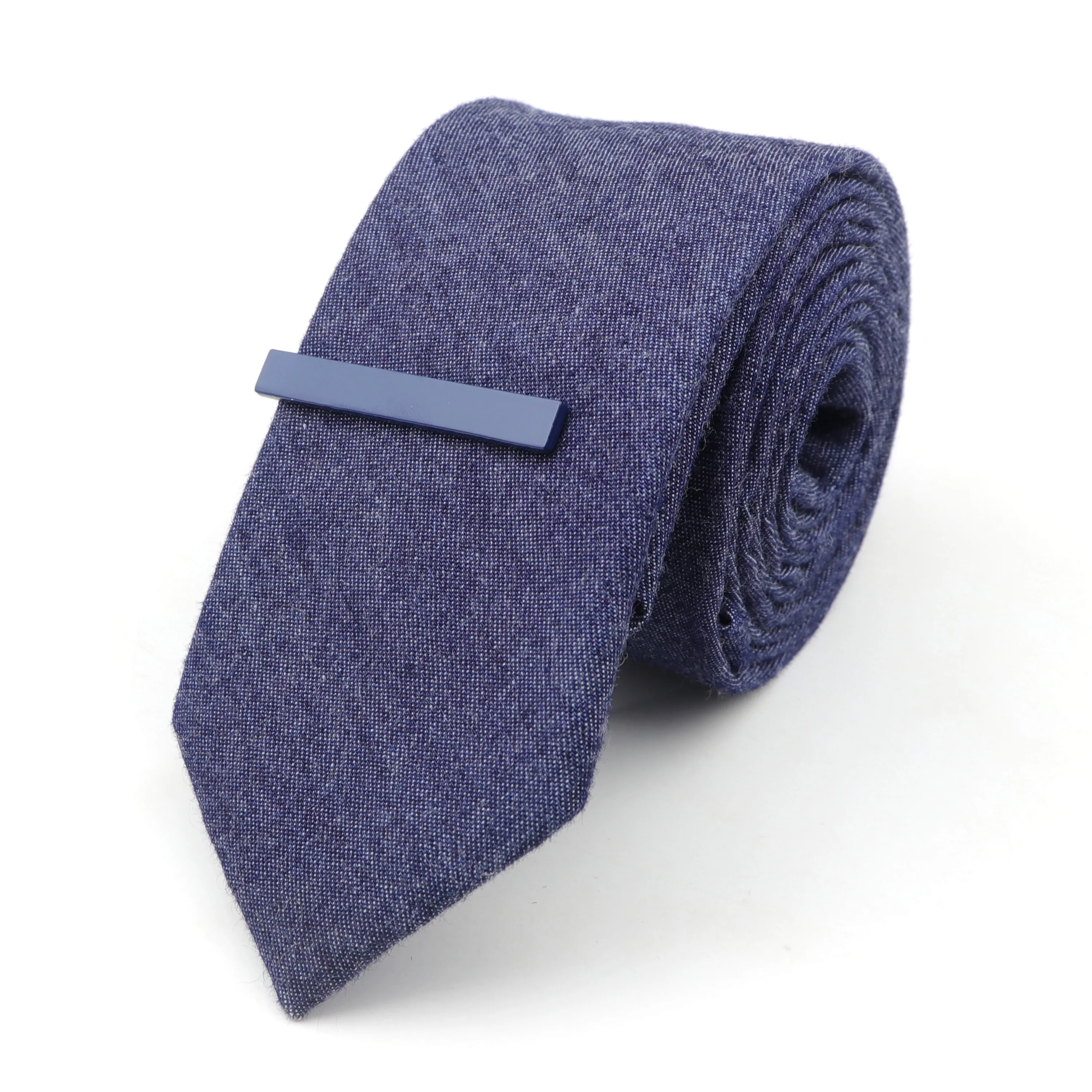 Набор модных галстуков и зажимов 6 см однотонные из льна/хлопка яркие Галстуки
