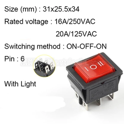 Кулисный переключатель KCD4 3 положения 6 pin красный
Кулисный переключатель KCD4 3 положения 6 pin красный