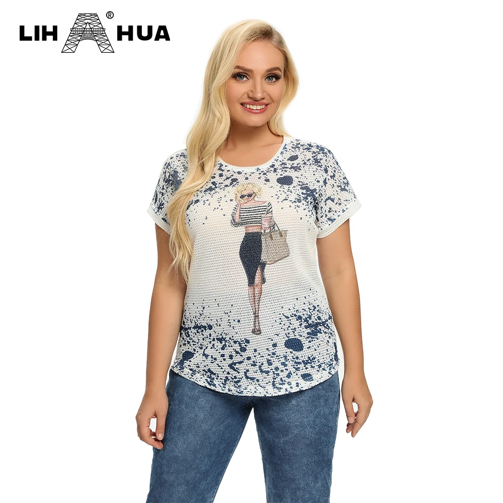 LIH HUA Women's Plus Size Summer Polyester Short-Sleeved T-Shirt With Stretch Short Sleeves With Sequins Printed Top
LIH HUA Women's Plus Size Summer Polyester Short-Sleeved T-Shirt With Stretch Short Sleeves With Sequins Printed Top