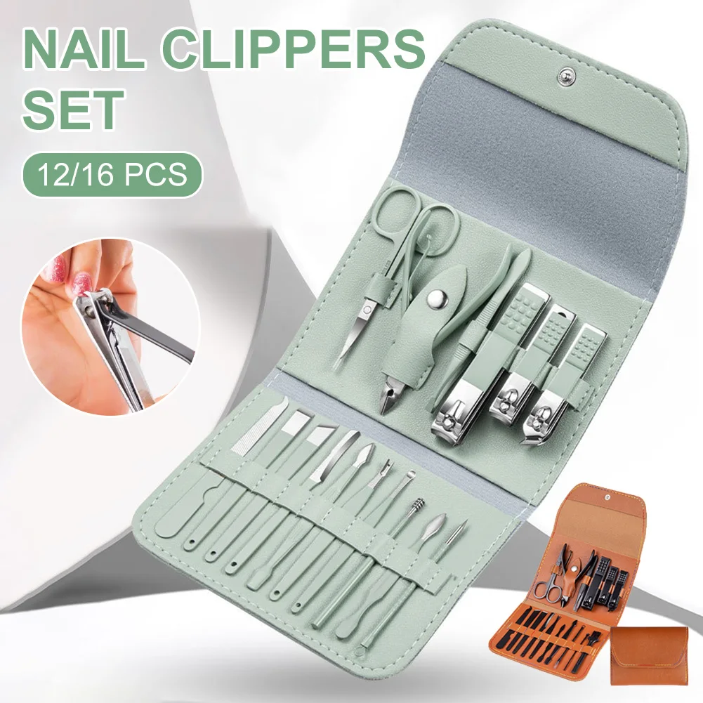 12/16Pcs Nail Clippers Set Stainless Steel Nail Cutter Manicure Tools with Leather Folding Storage Bag Pedicure Nail Care Kit
12/16Pcs Nail Clippers Set Stainless Steel Nail Cutter Manicure Tools with Leather Folding Storage Bag Pedicure Nail Care Kit