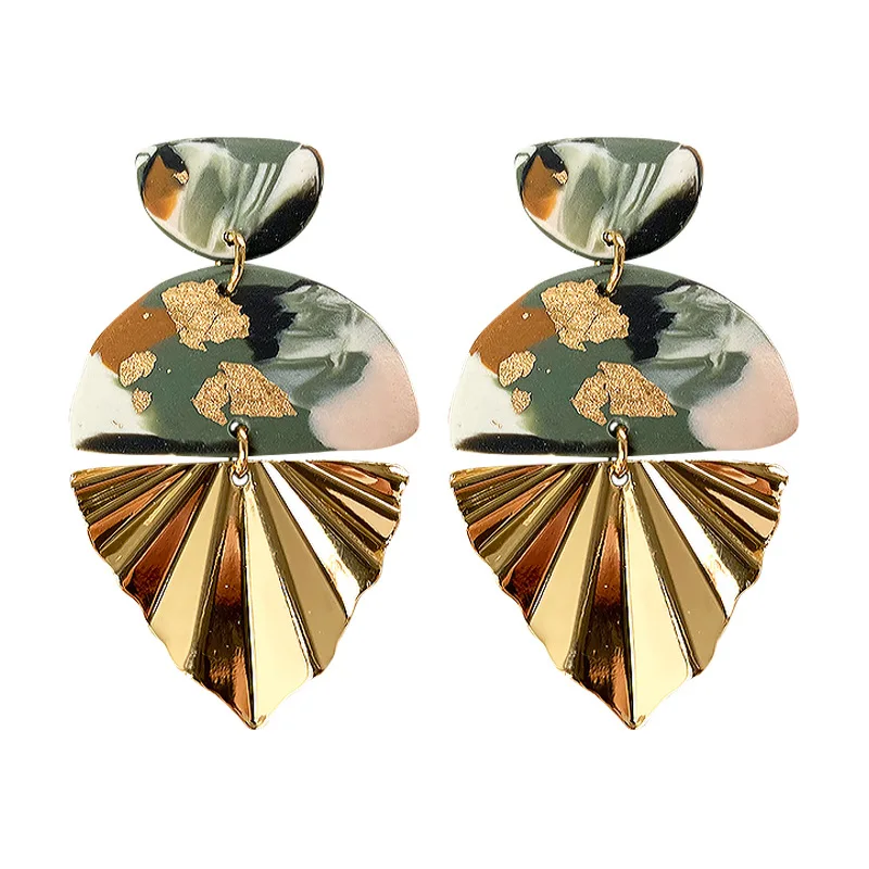 

LOVOACC Textured Morandi Geometrical Marble Polymer Clay Pattern Dangle Earring for Women Hollow Out Asymmetric Earring Jewelry