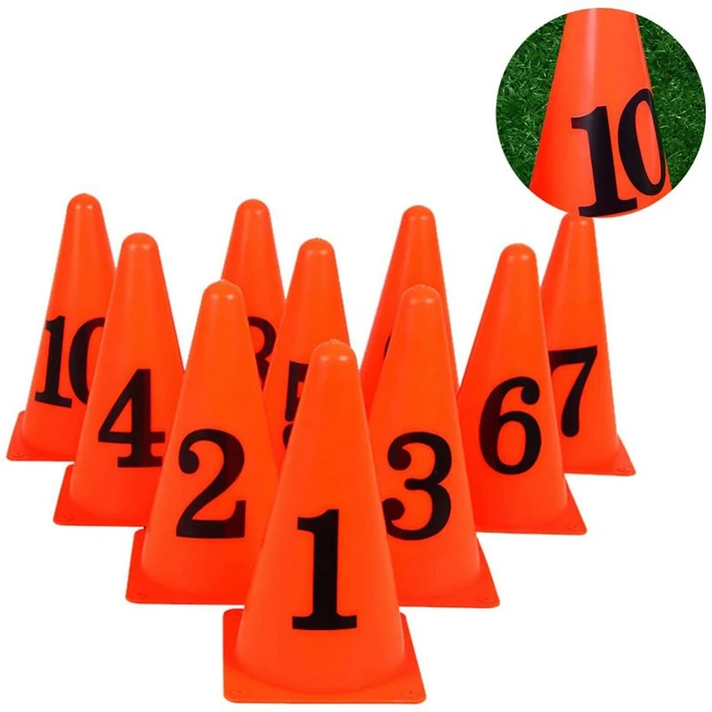 10 Pcs 9 Inch Football Training Cones Sport Training Agility Marker Cone with Numbers for Soccer Indoor Outdoor Activity
10 Pcs 9 Inch Football Training Cones Sport Training Agility Marker Cone with Numbers for Soccer Indoor Outdoor Activity