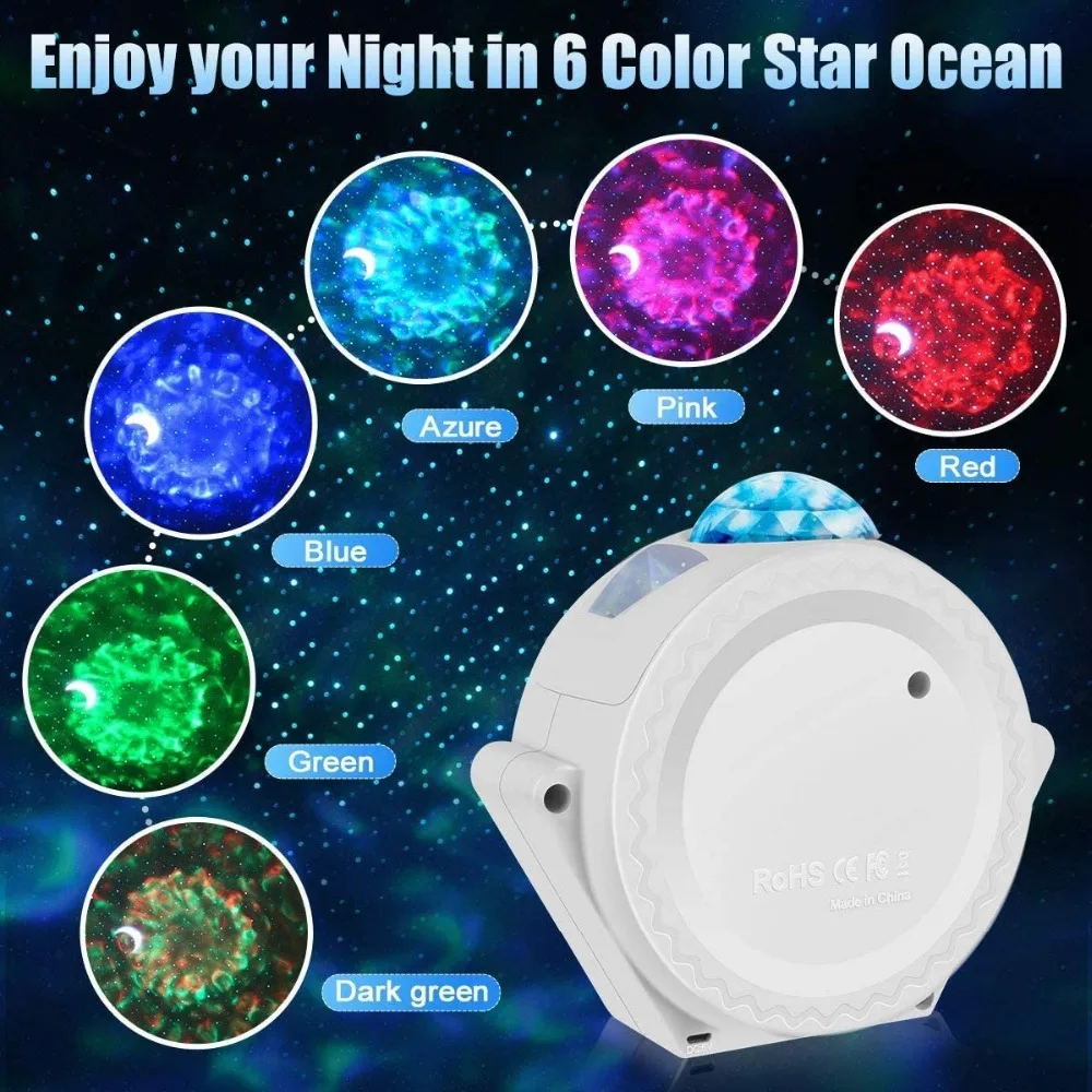 AMYGOJJ WiFi LED Night Light Projector Starry Projection Ocean Wave 6 Colors 360Degree Rotating Night Lamp
AMYGOJJ WiFi LED Night Light Projector Starry Projection Ocean Wave 6 Colors 360Degree Rotating Night Lamp