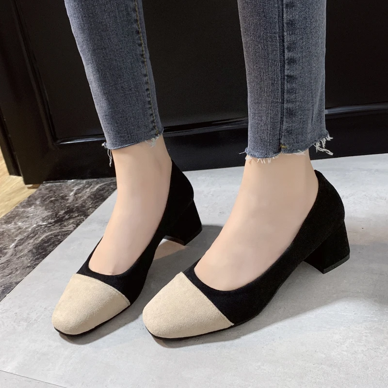 New Color-blocking Suede Women's High Heels Square Head Shallow Mouth Women's High Heels Women's Single Shoes High Heels
New Color-blocking Suede Women's High Heels Square Head Shallow Mouth Women's High Heels Women's Single Shoes High Heels