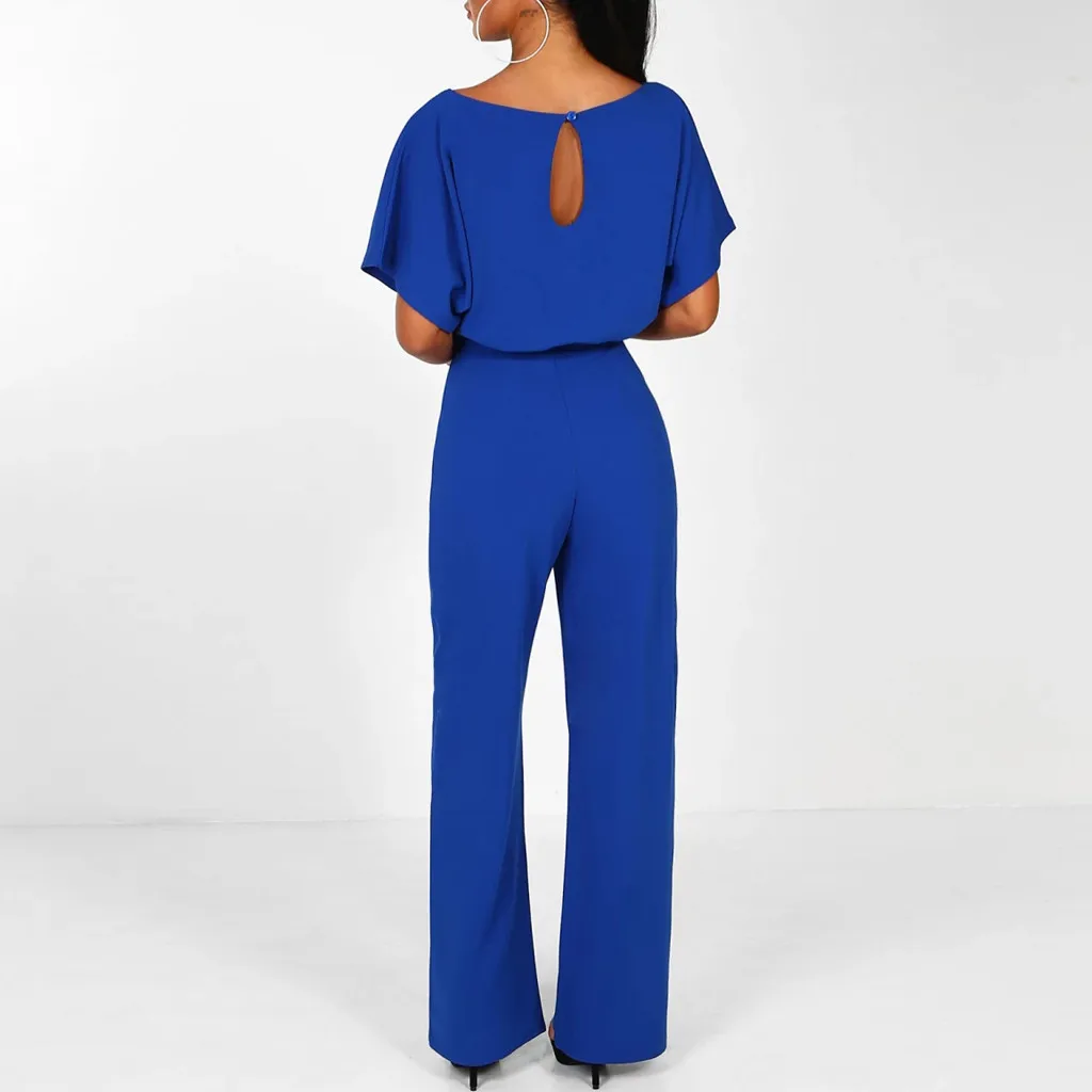 Women Short Sleeve Playsuit Clubwear Straight Wide Leg Jumpsuit With Belt Lady Elegant Playsuit Party Clothes 
Women Short Sleeve Playsuit Clubwear Straight Wide Leg Jumpsuit With Belt Lady Elegant Playsuit Party Clothes