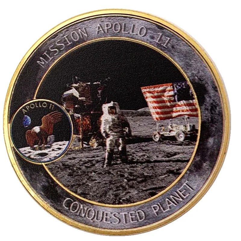 American Apollo 11 Moon Landing Mission Gold-plated Silver Commemorative Coin Gift Lucky Challenge Coin
American Apollo 11 Moon Landing Mission Gold-plated Silver Commemorative Coin Gift Lucky Challenge Coin