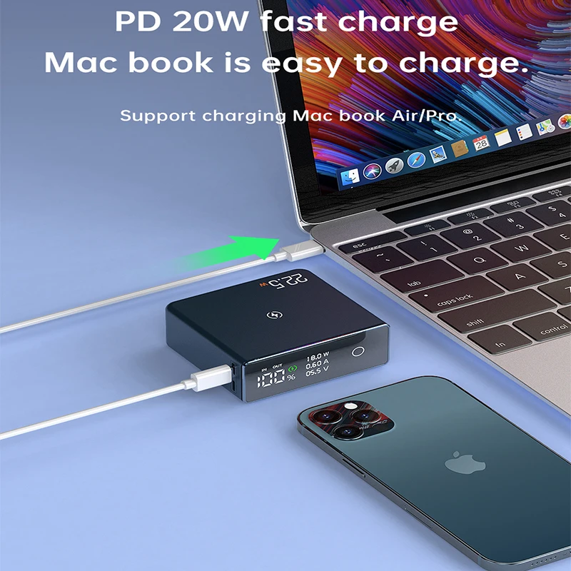 Портативный внешний аккумулятор PD20W 20000 мАч с цифровым дисплеем | Мобильные