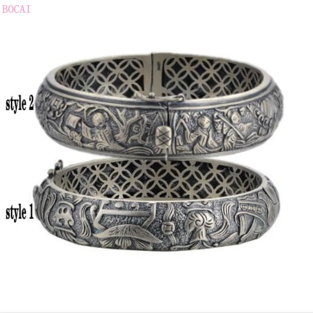 BOCAI 2020 New Fashion Jewelry For Women S925 Silver Bracelet Retro Craft Open-ended Bracelet Thai Silver Female Bracelet
BOCAI 2020 New Fashion Jewelry For Women S925 Silver Bracelet Retro Craft Open-ended Bracelet Thai Silver Female Bracelet