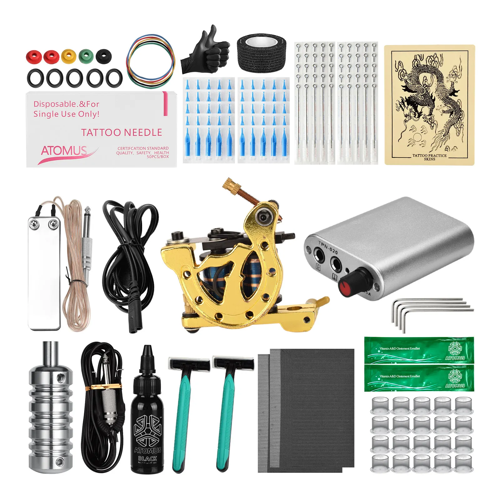 Complete Tattoo Kit Coil Tattoo Machine Set Tattoo Power Supply Needles Inks Grips Tattoo Machine Kit for Tattoo Liner Shader
Complete Tattoo Kit Coil Tattoo Machine Set Tattoo Power Supply Needles Inks Grips Tattoo Machine Kit for Tattoo Liner Shader