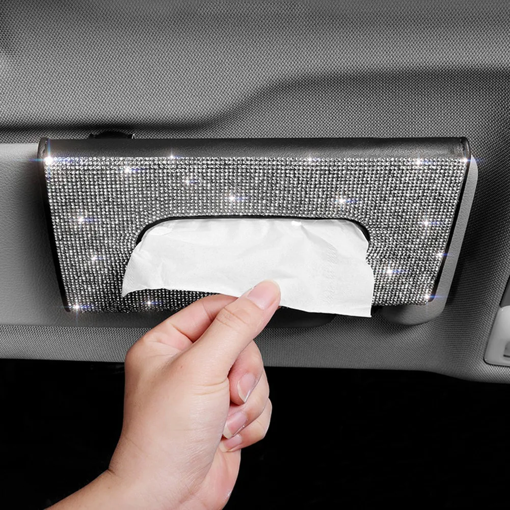 1PC Car Crystal PU Tissue Box Car Sun Visor Tissue Box Holder Auto Interior Storage Decoration Napkin Paper Holder
1PC Car Crystal PU Tissue Box Car Sun Visor Tissue Box Holder Auto Interior Storage Decoration Napkin Paper Holder