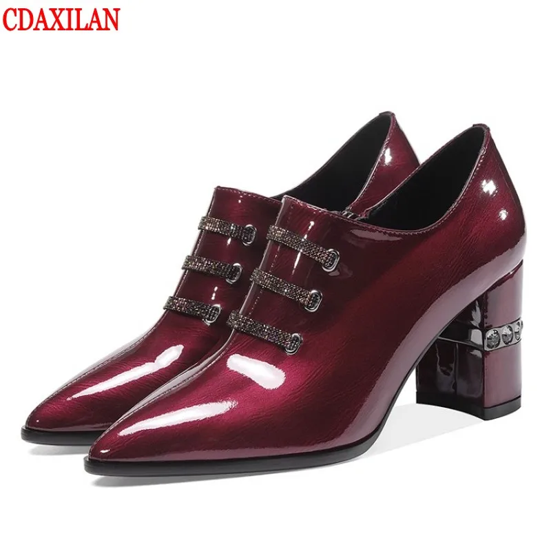 CDAXILAN new to high-heel shoes women pumps genuine cow patent leather square heel point toe ladies shoes suitable spring wear
CDAXILAN new to high-heel shoes women pumps genuine cow patent leather square heel point toe ladies shoes suitable spring wear