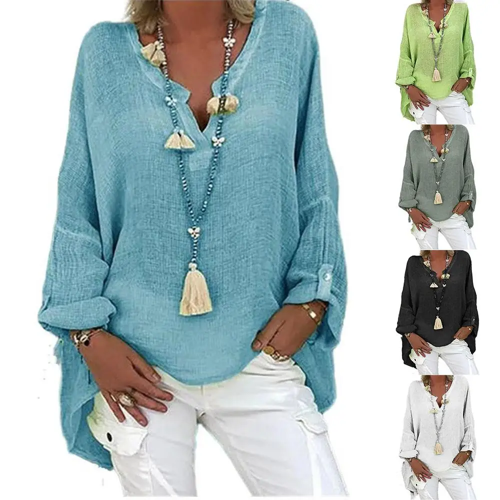 Womens V Neck Long Sleeve T-Shirt Blouse Pullover Loose Tops Holiday Cool Tops Plus Size
Womens V Neck Long Sleeve T-Shirt Blouse Pullover Loose Tops Holiday Cool Tops Plus Size